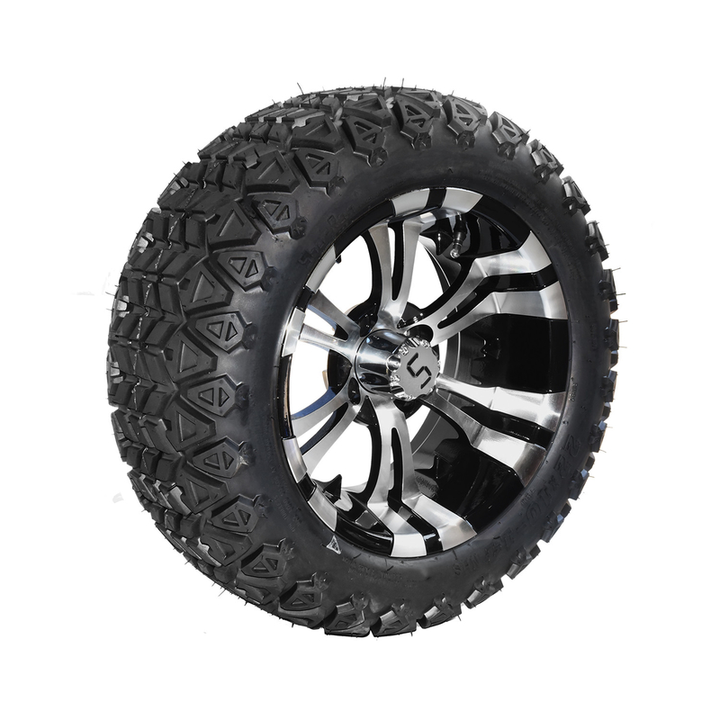 Preto feito à máquina do brilho rodas do carrinho de golfe de 14 polegadas e pneus 22x10-14 todo o PONTO do terreno