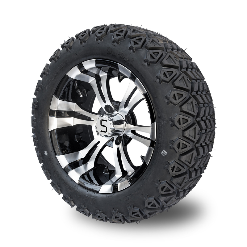 Preto feito à máquina do brilho rodas do carrinho de golfe de 14 polegadas e pneus 22x10-14 todo o PONTO do terreno
