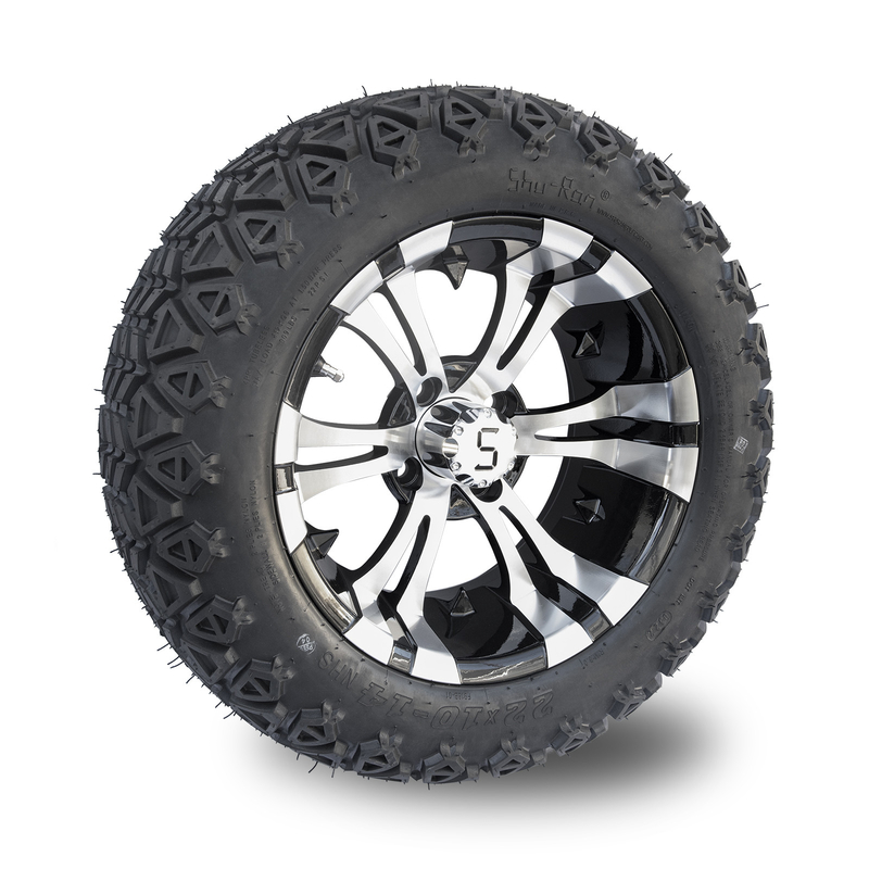 Preto feito à máquina do brilho rodas do carrinho de golfe de 14 polegadas e pneus 22x10-14 todo o PONTO do terreno