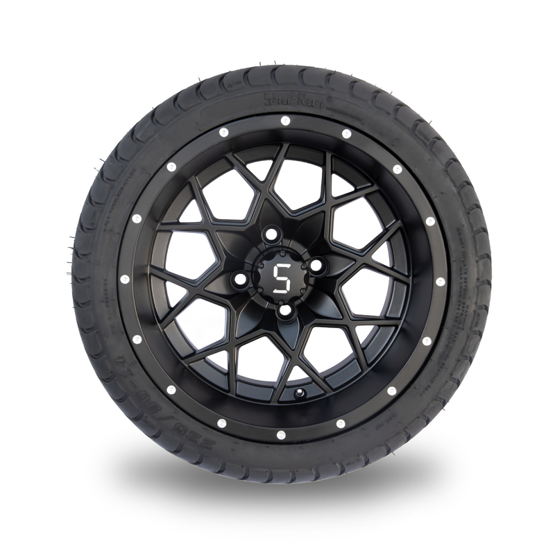 14 polegadas Matte Black Golf Cart Rims e para cansar o PONTO combinado 101,6 PCD da rua 225/30-14