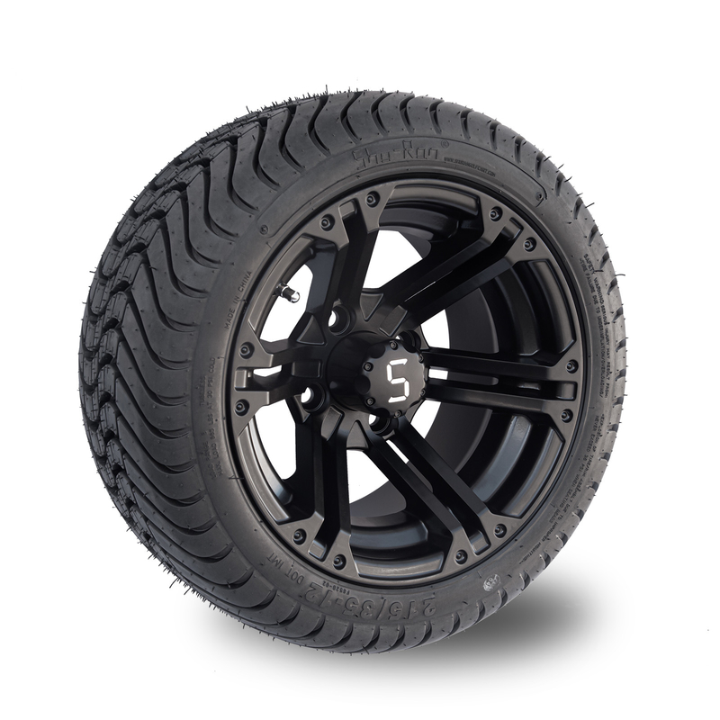 12x7 Matte Black Golf Cart Wheel cansam o pneu combinado 101,6 PCD combinados do perfil baixo 215/35-12
