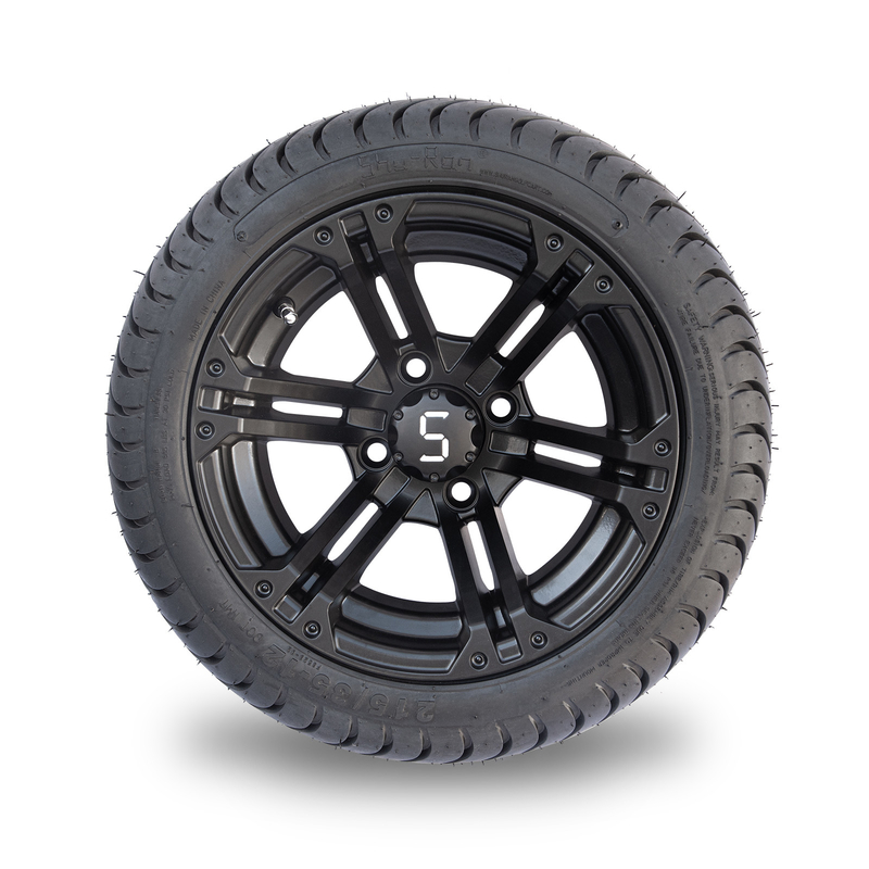 12x7 Matte Black Golf Cart Wheel cansam o pneu combinado 101,6 PCD combinados do perfil baixo 215/35-12