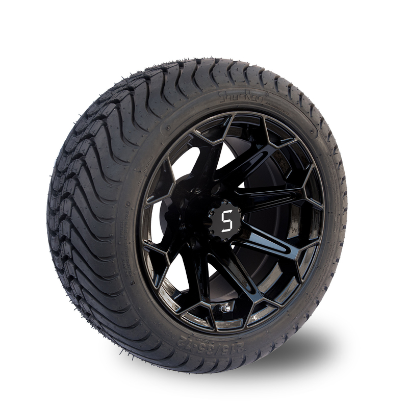 ShuRan anota as rodas pretas do carrinho de golfe de 12 polegadas e cansa 215/35-12 o pneu DOT Approved