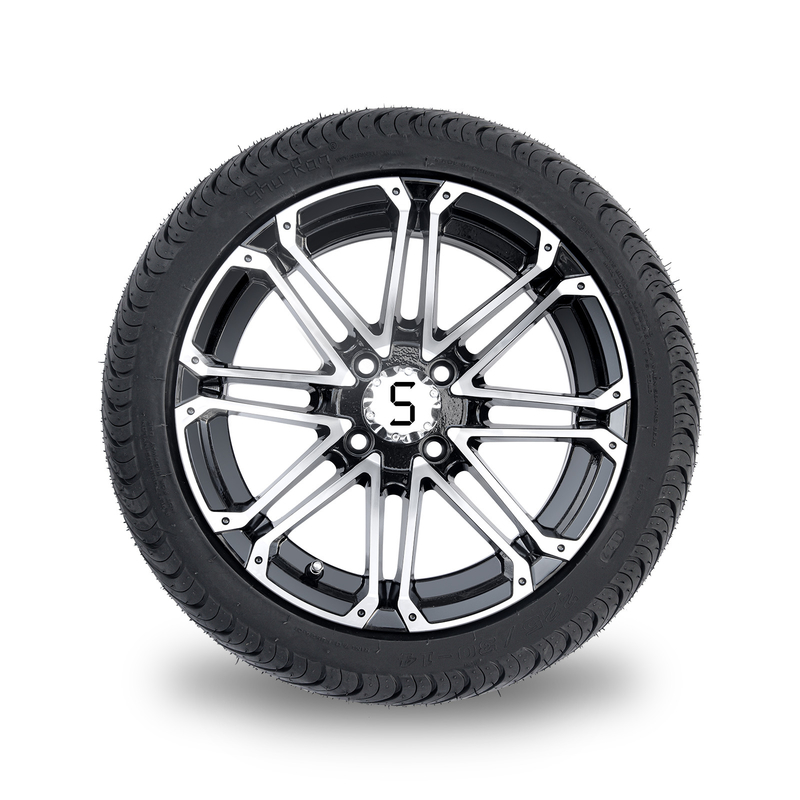 as rodas do carrinho de golfe 14x7 e o pneu combinado da rua 225/30-14 dos pneus fizeram à máquina o preto lustroso