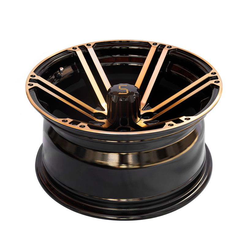 12x7 / o carrinho de golfe 14x7 roda o ouro/preto 4 do brilho/101,6 PCD -25 E