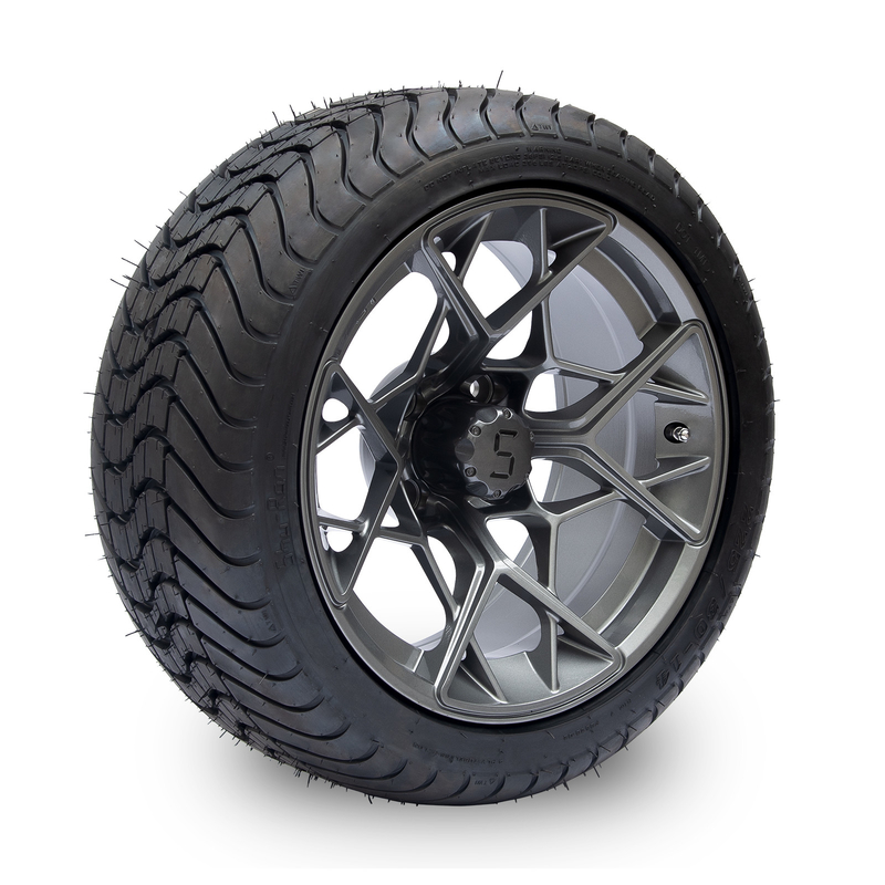 Revestimento do Gunmetal rodas e pneus do carrinho de golfe de 14 polegadas 225/30-14 101,6 teste padrão do parafuso de PCD 4x4