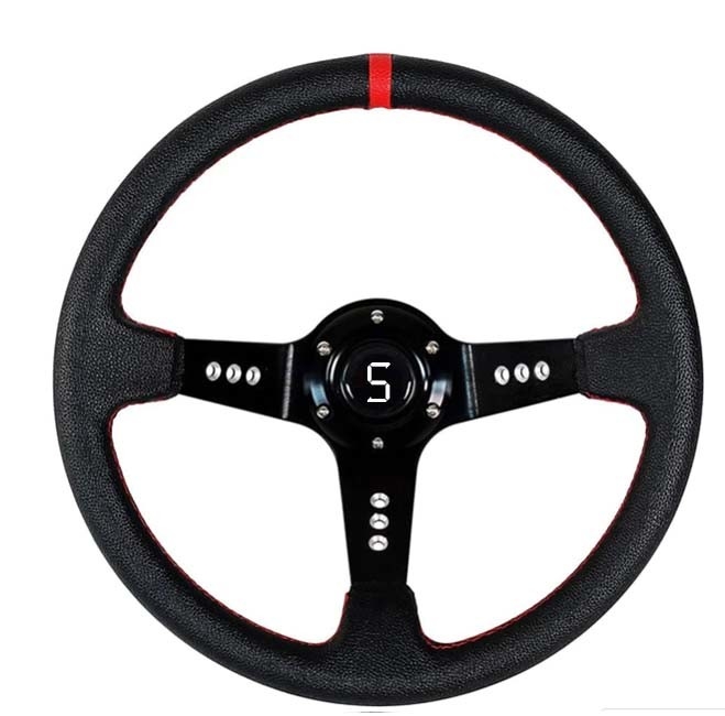 Rodas vermelhas deslocadas, volante de três raios, 13,5 polegadas para carrinho de golfe.