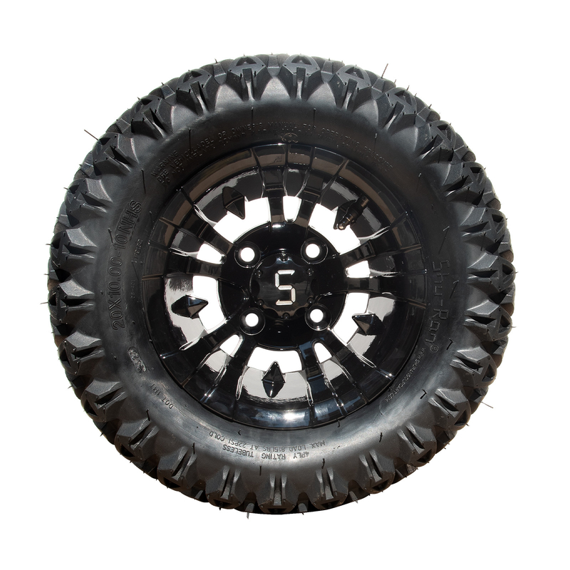 10 polegadas de carro de golfe com rodas e pneus 20×10-10 ATV Machined/Glossy Black