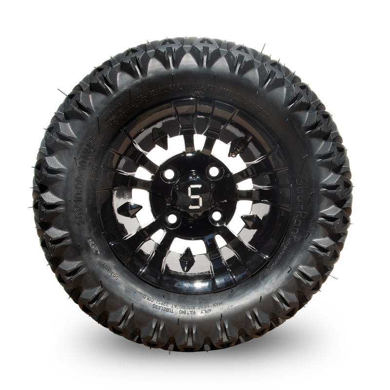 10 polegadas de carro de golfe com rodas e pneus 20×10-10 ATV Machined/Glossy Black