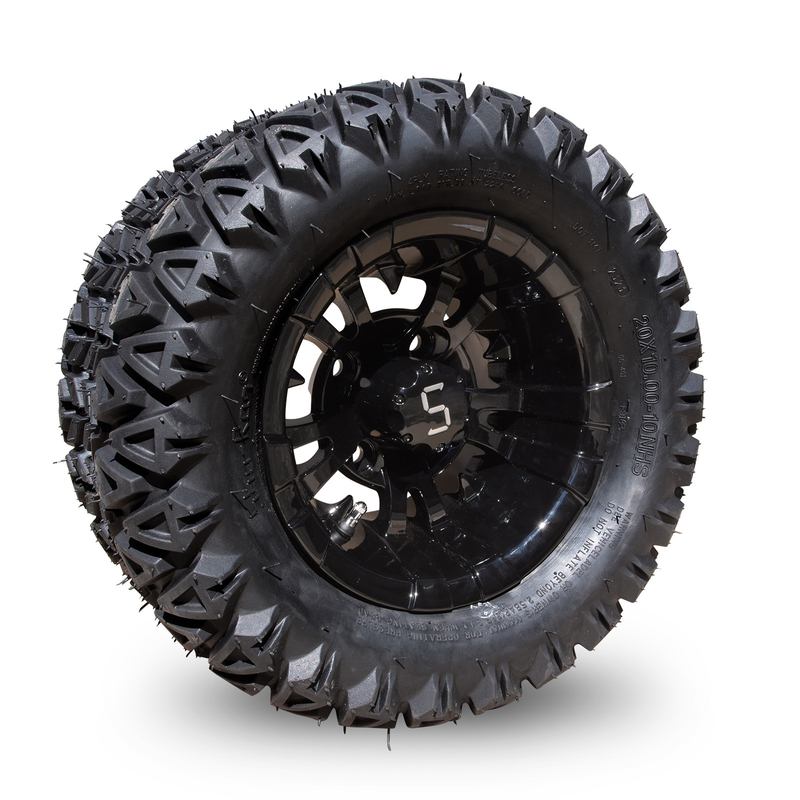 10 polegadas de carro de golfe com rodas e pneus 20×10-10 ATV Machined/Glossy Black