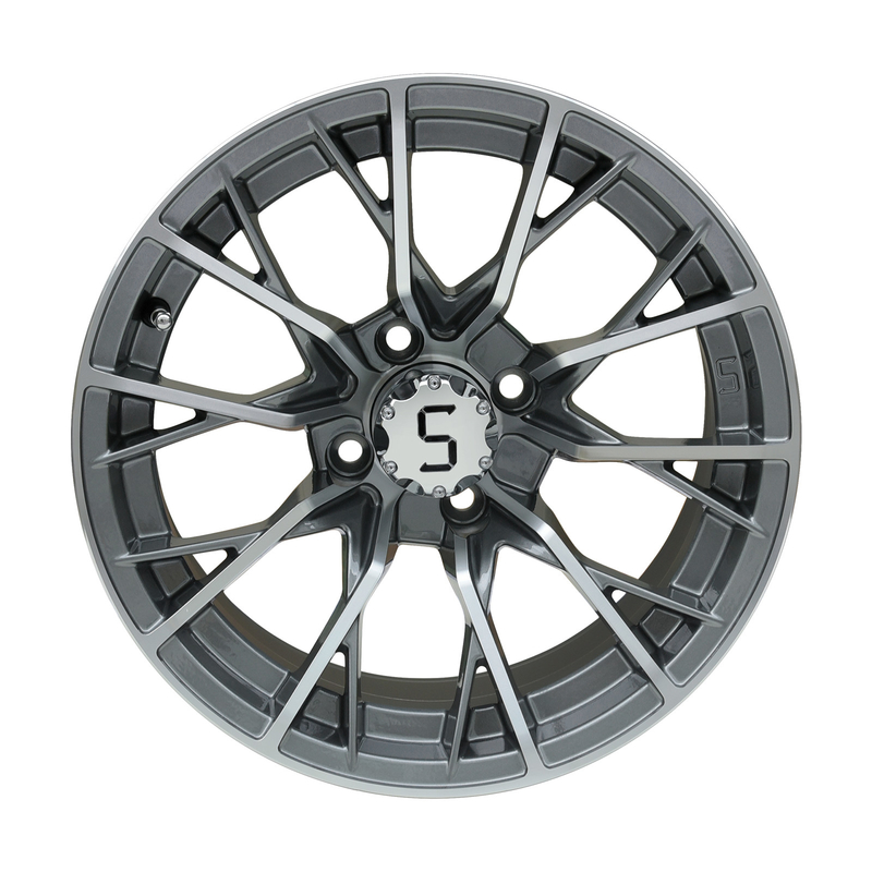 Nova chegada 14 polegadas rodas de carrinho de golfe Machined / Gunmetal ET-25 suporte personalizado