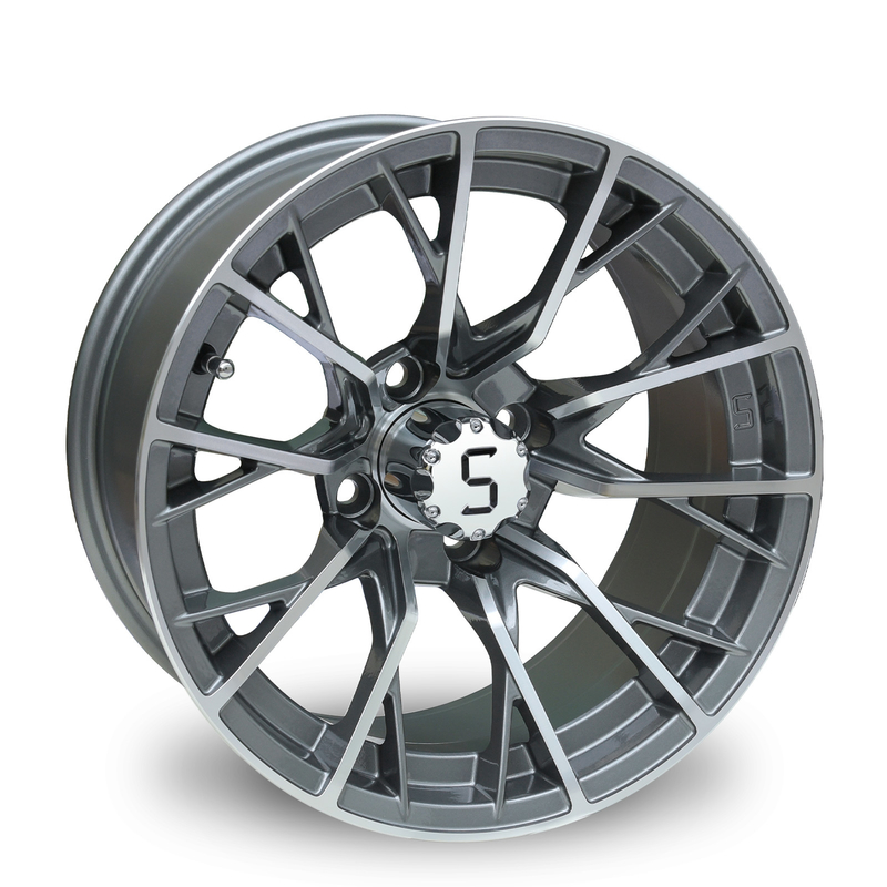 Nova chegada 14 polegadas rodas de carrinho de golfe Machined / Gunmetal ET-25 suporte personalizado