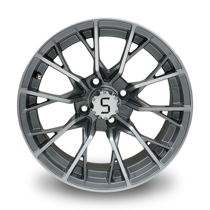 Nova chegada 14 polegadas rodas de carrinho de golfe Machined / Gunmetal ET-25 suporte personalizado