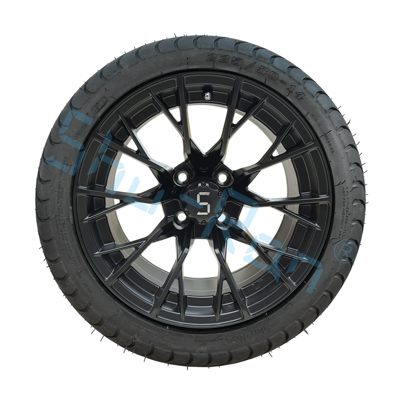 Gráfico Gloss Black 14 polegadas Jantes com DOT Approve Pneus para Carrinhos de Golf
