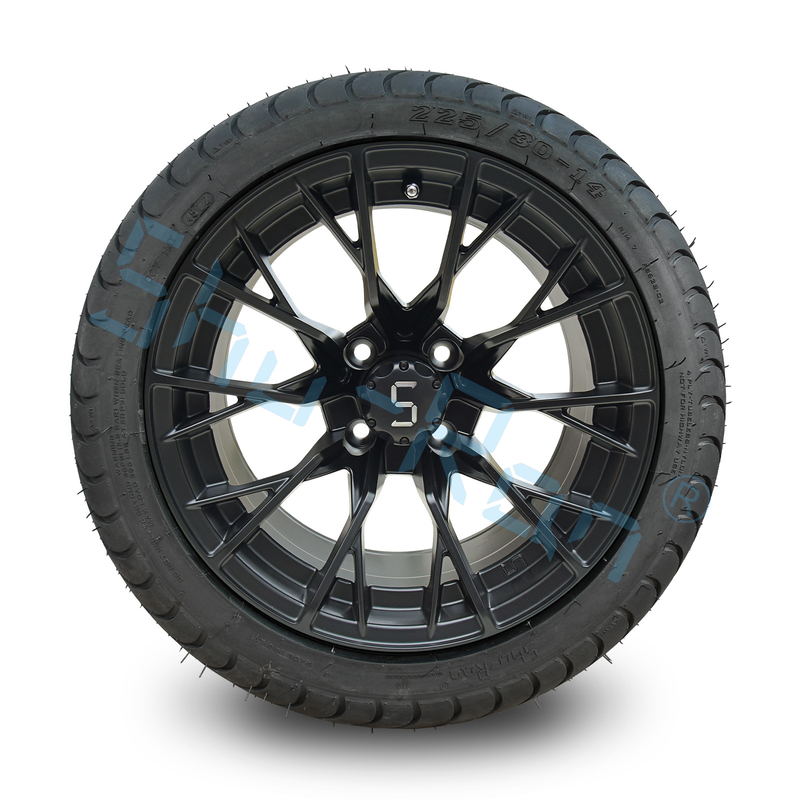 Gráfico Gloss Black 14 polegadas Jantes com DOT Approve Pneus para Carrinhos de Golf