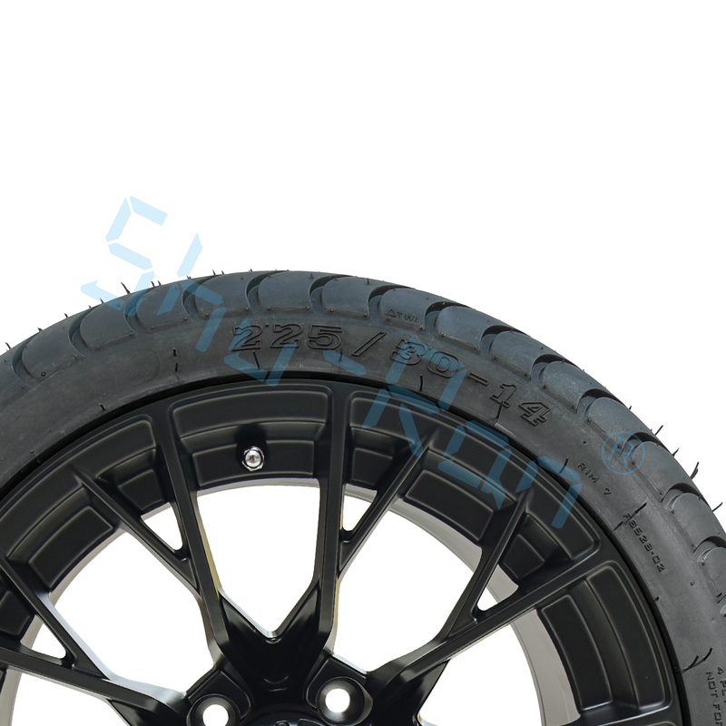 Gráfico Gloss Black 14 polegadas Jantes com DOT Approve Pneus para Carrinhos de Golf
