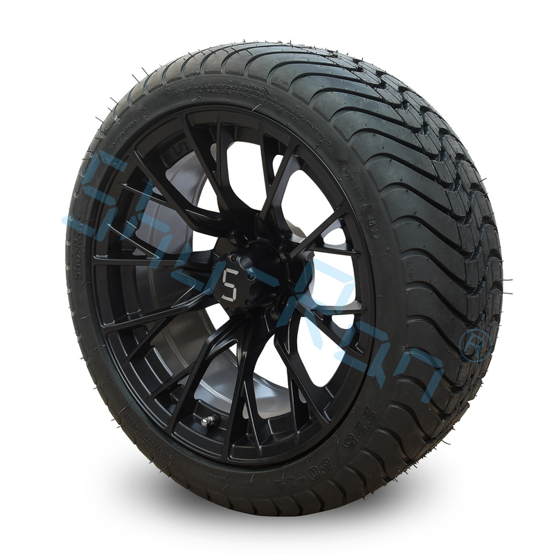 Gráfico Gloss Black 14 polegadas Jantes com DOT Approve Pneus para Carrinhos de Golf