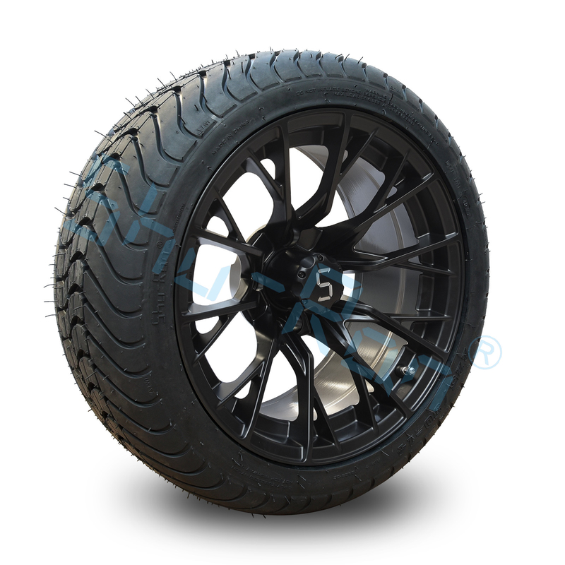 Gráfico Gloss Black 14 polegadas Jantes com DOT Approve Pneus para Carrinhos de Golf
