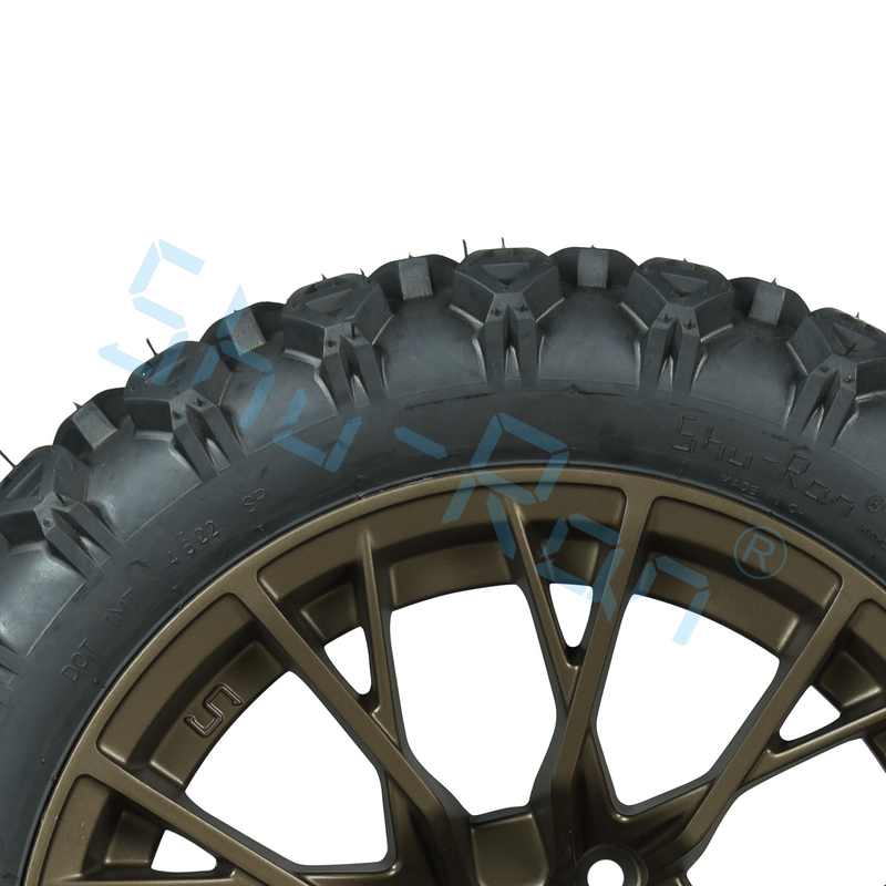 Carrinhos de golfe personalizáveis de 14 polegadas rodas de bronze e pneus off-road para as necessidades do cliente