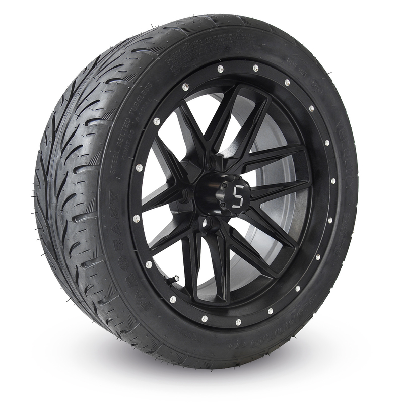 215/40R Carrinho de golfe de 15 polegadas Rochas e pneus pretos foscos Fácil de instalar