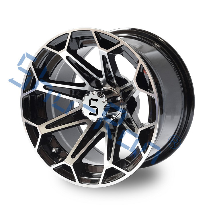 Carrinho de golfe 12'/14' Machined/ Brilhante Roda de Alumínio Preto Jantes para Club Car, EZGO, YMH Carrinhos de Golfe