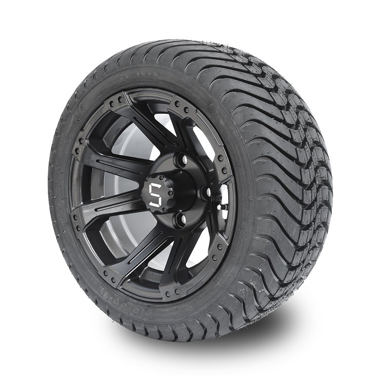 A rua 12 e 215/35-12 a polegada Matte Black Wheels do carrinho de golfe cansa o teste padrão DOT Rated do parafuso 4x4