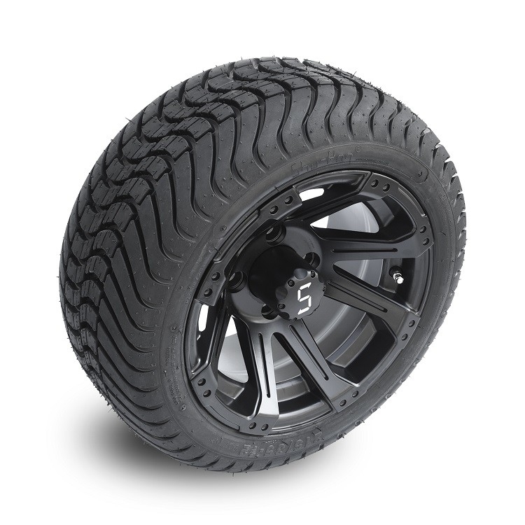 A rua 12 e 215/35-12 a polegada Matte Black Wheels do carrinho de golfe cansa o teste padrão DOT Rated do parafuso 4x4