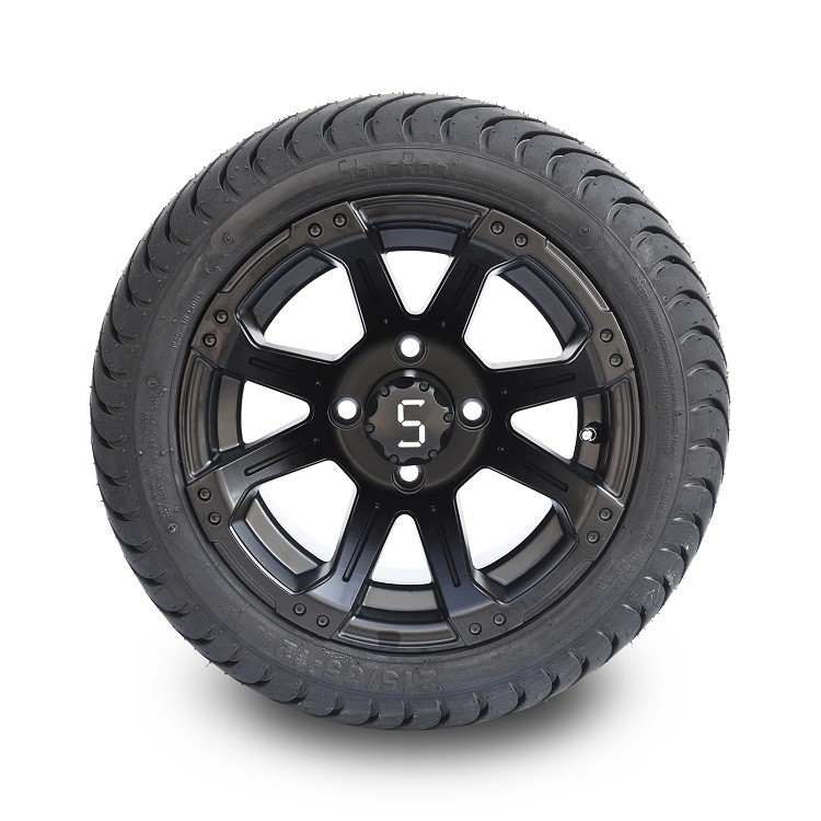 A rua 12 e 215/35-12 a polegada Matte Black Wheels do carrinho de golfe cansa o teste padrão DOT Rated do parafuso 4x4