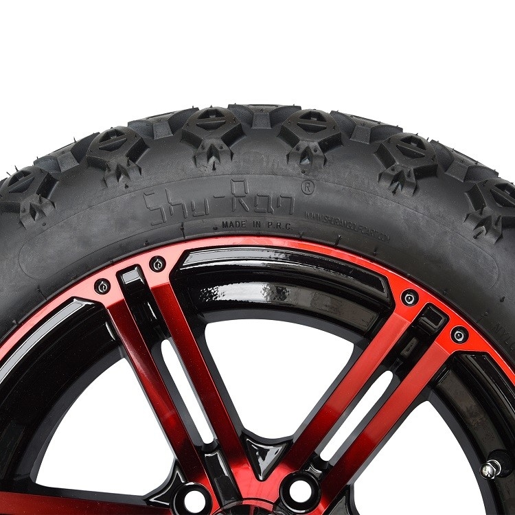 Rodas pretas vermelhas/lustrosas do carrinho de golfe de 14 polegadas e 22x10-14” DOT All Terrain Tires Assembly