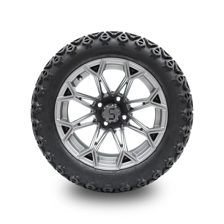 14 do carrinho de golfe polegadas de rodas do Gunmetal e alto nível 22*10-14 cansam o elevador combinado de 4 DOBRAS exigido