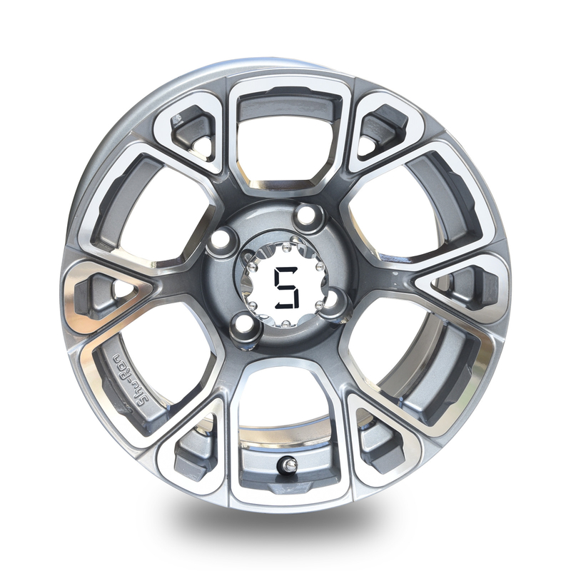 Carrinho de golfe 12 polegadas feitas à máquina/rodas de alumínio do Gunmetal que incluem o teste padrão do parafuso dos tampões 4x4 do centro (101.6mm)