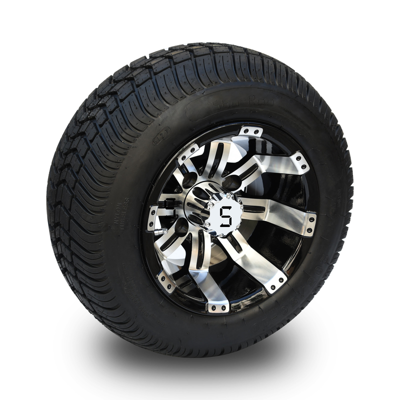 205/50-10 dobras combinado rodas pretas feitas à máquina/lustrosas de DOT Low Profile Street Tires e do carrinho de golfe de 10 polegadas as 4 avaliaram