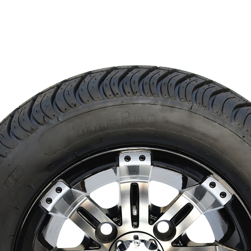 205/50-10 dobras combinado rodas pretas feitas à máquina/lustrosas de DOT Low Profile Street Tires e do carrinho de golfe de 10 polegadas as 4 avaliaram