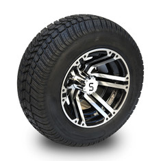 10' Golf Cart Rim And 205/50-10 DOT Street Tire Assembly - Machined/Glossy Black (Moldado/Negro Brilhante)