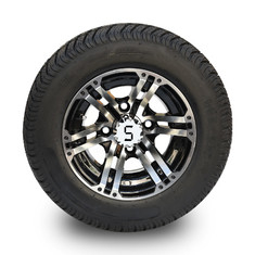 10' Golf Cart Rim And 205/50-10 DOT Street Tire Assembly - Machined/Glossy Black (Moldado/Negro Brilhante)