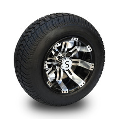 10' Golf Cart Rim And 205/50-10 DOT Street Tire Assembly - Machined/Glossy Black (Moldado/Negro Brilhante)