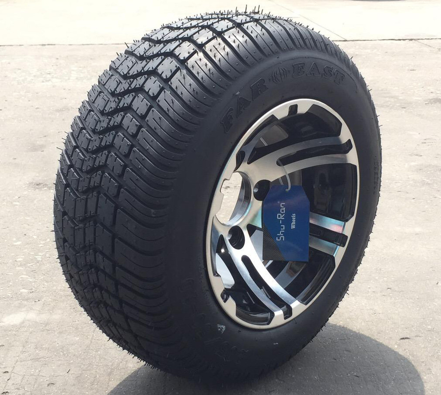 205/50-10 dobras combinado rodas pretas feitas à máquina/lustrosas de DOT Low Profile Street Tires e do carrinho de golfe de 10 polegadas as 4 avaliaram
