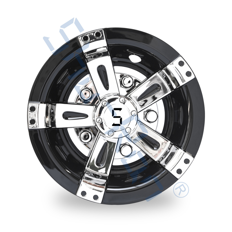 A roda universal de Chrome do preto do carrinho de golfe de 10 polegadas cobre tampões de cubo com o logotipo de S - ajuste de 4